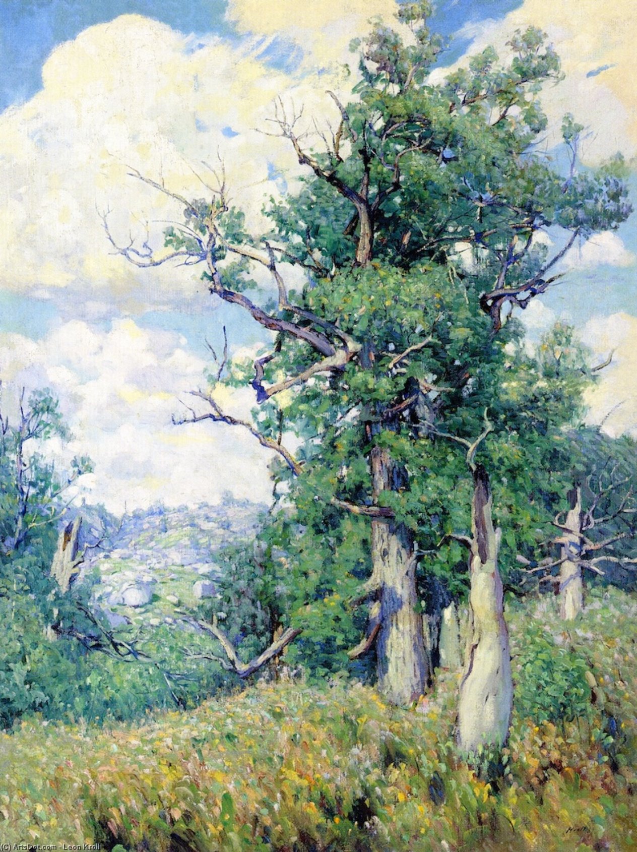 WikiOO.org - Encyclopedia of Fine Arts - Lukisan, Artwork Leon Kroll - Tree At Fountainbleau