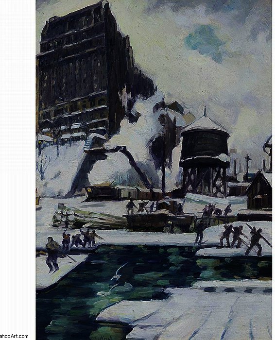 Wikoo.org - موسوعة الفنون الجميلة - اللوحة، العمل الفني Leon Kroll - Uilding The Boat Basin, Riverside Drive