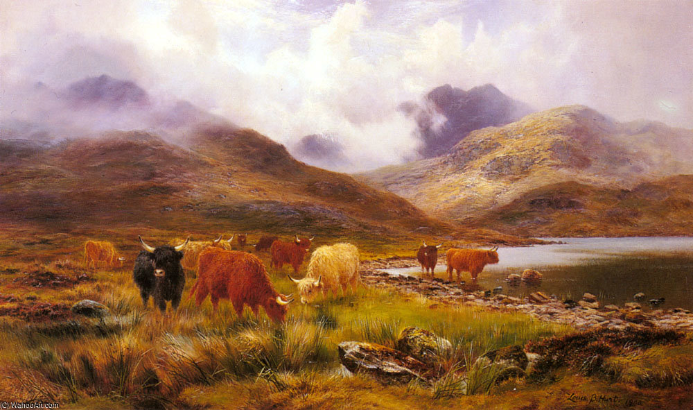 WikiOO.org - Encyclopedia of Fine Arts - Maleri, Artwork Louis Bosworth Hurt - A Misty Day In The Highlands