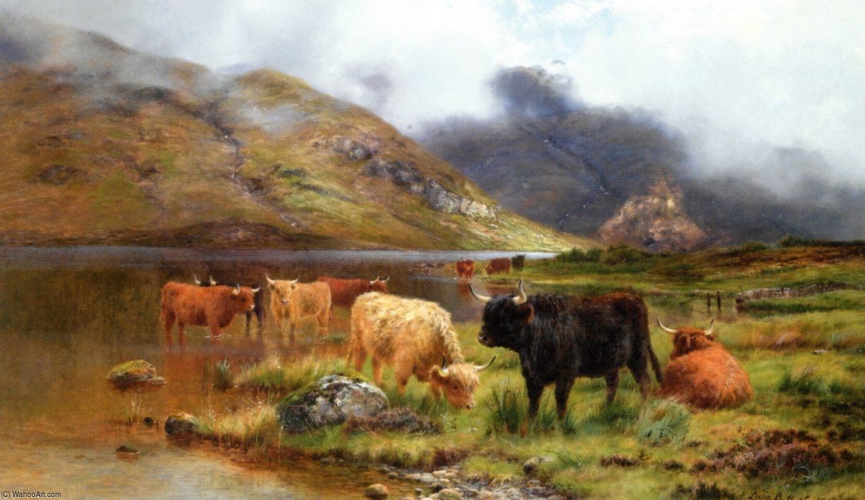 WikiOO.org - Encyclopedia of Fine Arts - Maleri, Artwork Louis Bosworth Hurt - A Quiet Morning, A Rossshire Loch
