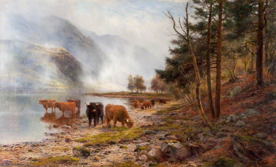 WikiOO.org - Encyclopedia of Fine Arts - Schilderen, Artwork Louis Bosworth Hurt - Rising Mists, Loch Eck