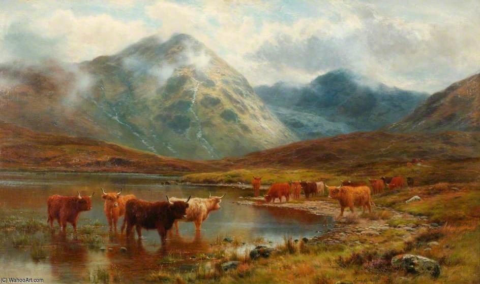 WikiOO.org - Enciclopédia das Belas Artes - Pintura, Arte por Louis Bosworth Hurt - Scotch Cattle And Mist