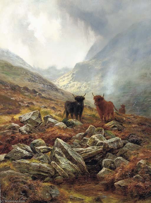 Wikoo.org - موسوعة الفنون الجميلة - اللوحة، العمل الفني Louis Bosworth Hurt - Scottish Mists