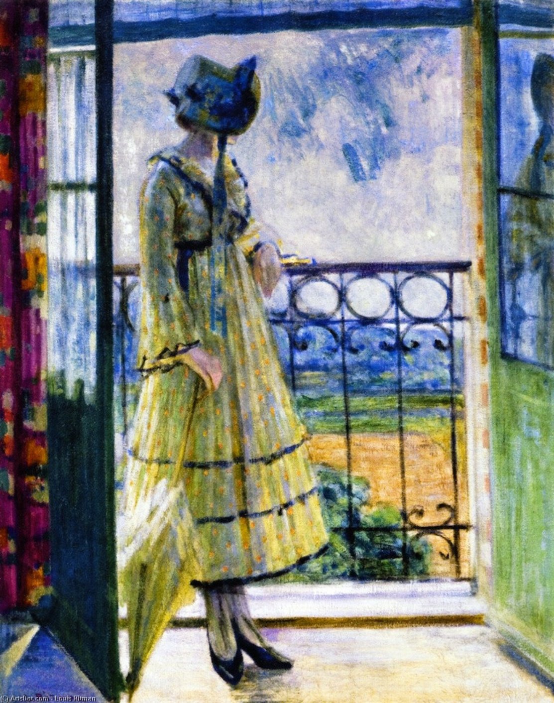 Wikioo.org - The Encyclopedia of Fine Arts - Painting, Artwork by Louis Ritman - Girl On Balcony