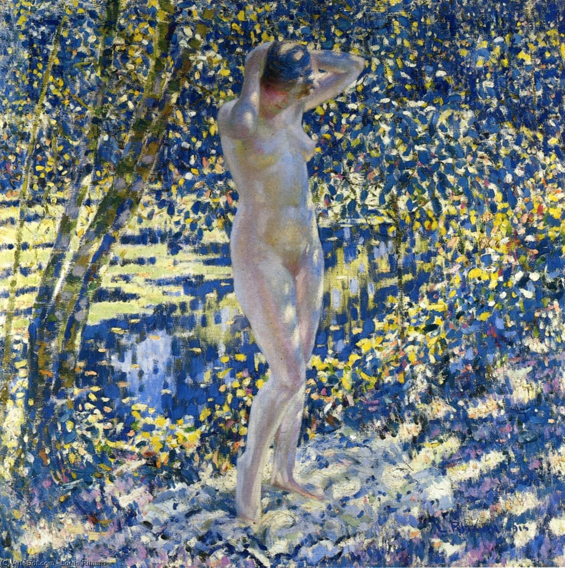 Wikioo.org - The Encyclopedia of Fine Arts - Painting, Artwork by Louis Ritman - Nude Standing In A Landscape
