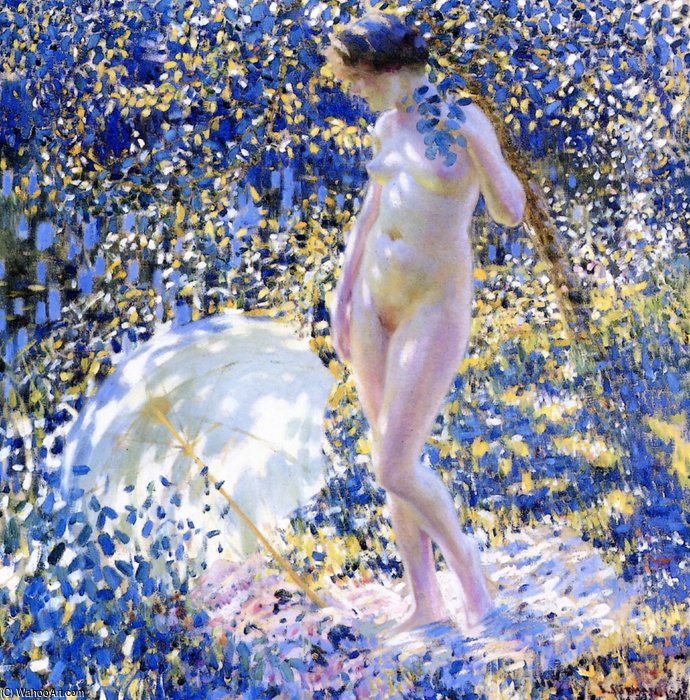 Wikoo.org - موسوعة الفنون الجميلة - اللوحة، العمل الفني Louis Ritman - Nude With A Parasol