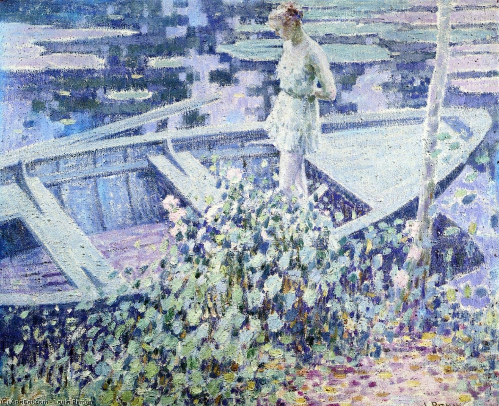 Wikioo.org - The Encyclopedia of Fine Arts - Painting, Artwork by Louis Ritman - Sunday Boating On The Epte