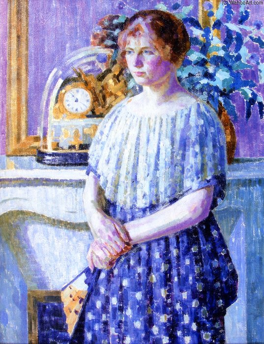 WikiOO.org – 美術百科全書 - 繪畫，作品 Louis Ritman - 女人在一个壁炉