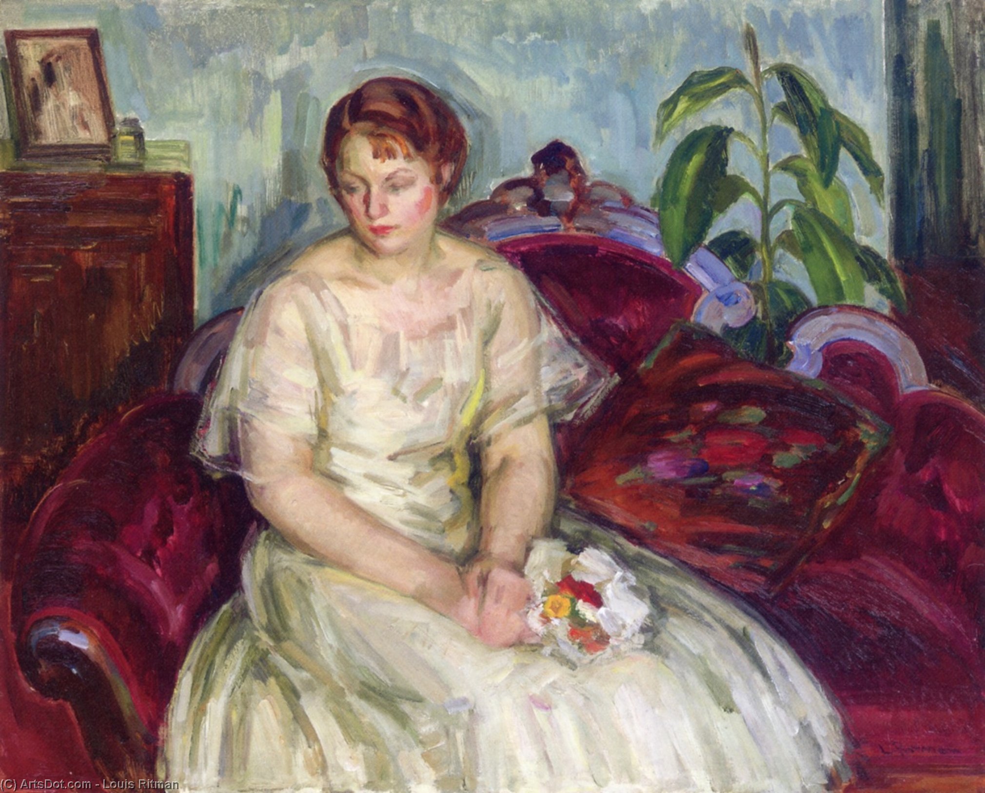 Wikioo.org – La Enciclopedia de las Bellas Artes - Pintura, Obras de arte de Louis Ritman - La mujer de blanco vestido