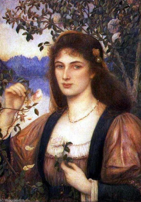 Wikioo.org - The Encyclopedia of Fine Arts - Painting, Artwork by Marie Spartali Stillman - A Rose From Armida's Garden