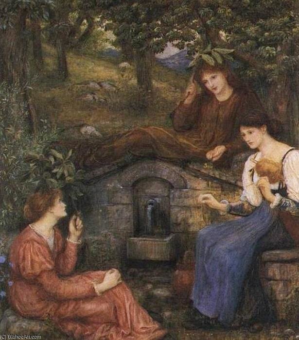 Wikioo.org - The Encyclopedia of Fine Arts - Painting, Artwork by Marie Spartali Stillman - By A Clear Well