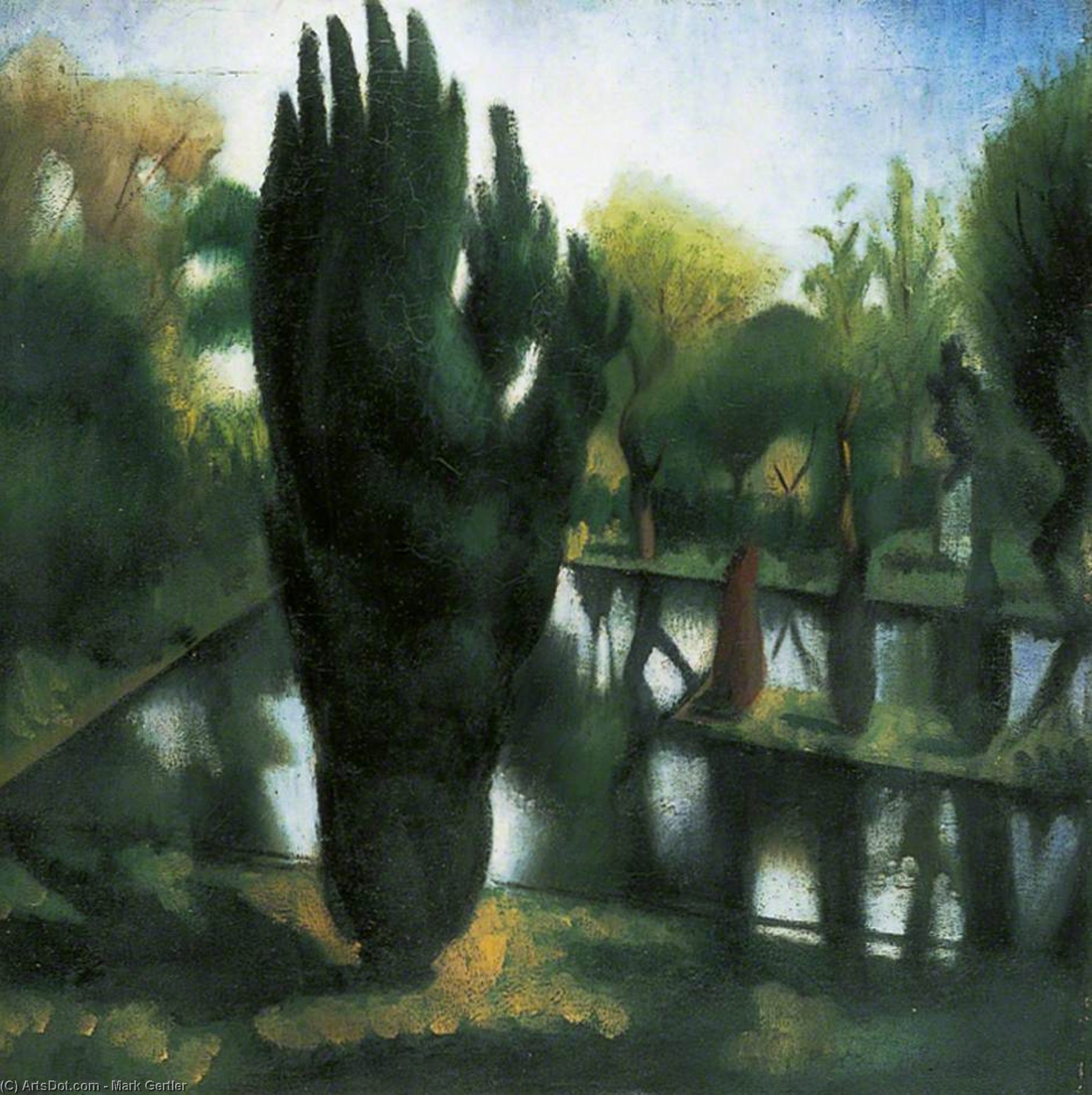 Wikioo.org - The Encyclopedia of Fine Arts - Painting, Artwork by Mark Gertler - The Pond At Garsington