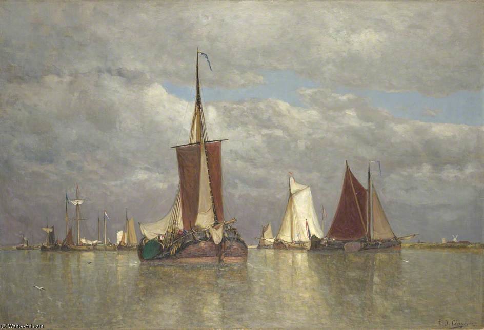 Wikioo.org - The Encyclopedia of Fine Arts - Painting, Artwork by Paul Jean Clays - Ships Lying Near Dordrecht