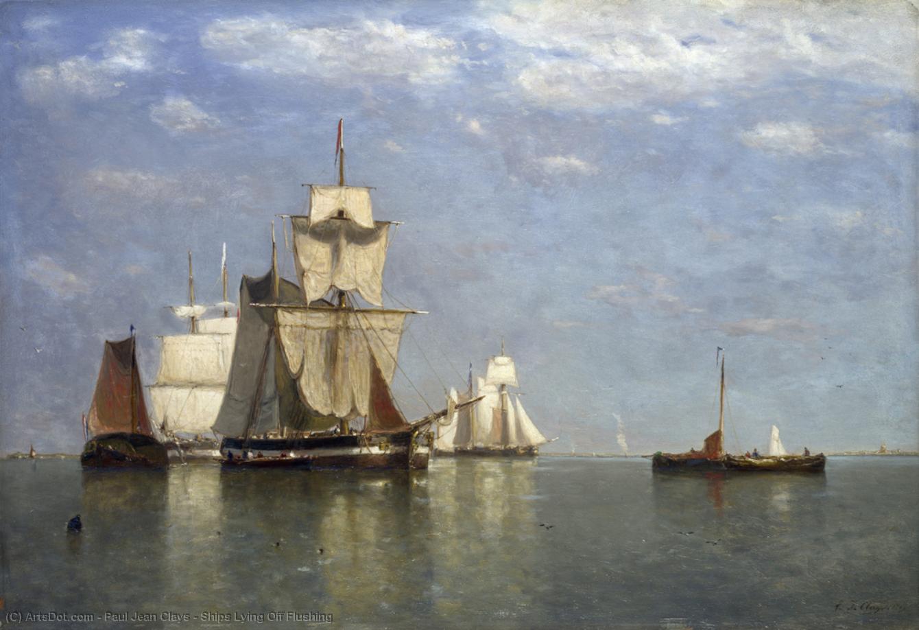 Wikioo.org - The Encyclopedia of Fine Arts - Painting, Artwork by Paul Jean Clays - Ships Lying Off Flushing