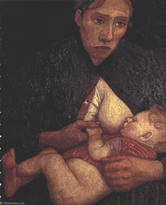 WikiOO.org - Encyclopedia of Fine Arts - Maleri, Artwork Paula Modersohn Becker - Breast Feeding Mother