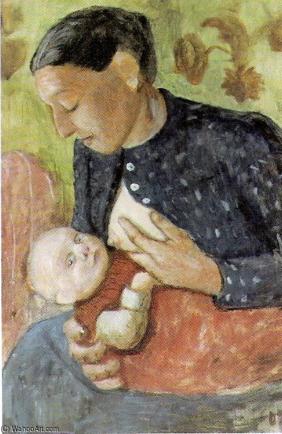 WikiOO.org - Güzel Sanatlar Ansiklopedisi - Resim, Resimler Paula Modersohn Becker - Breast Feeding Mother