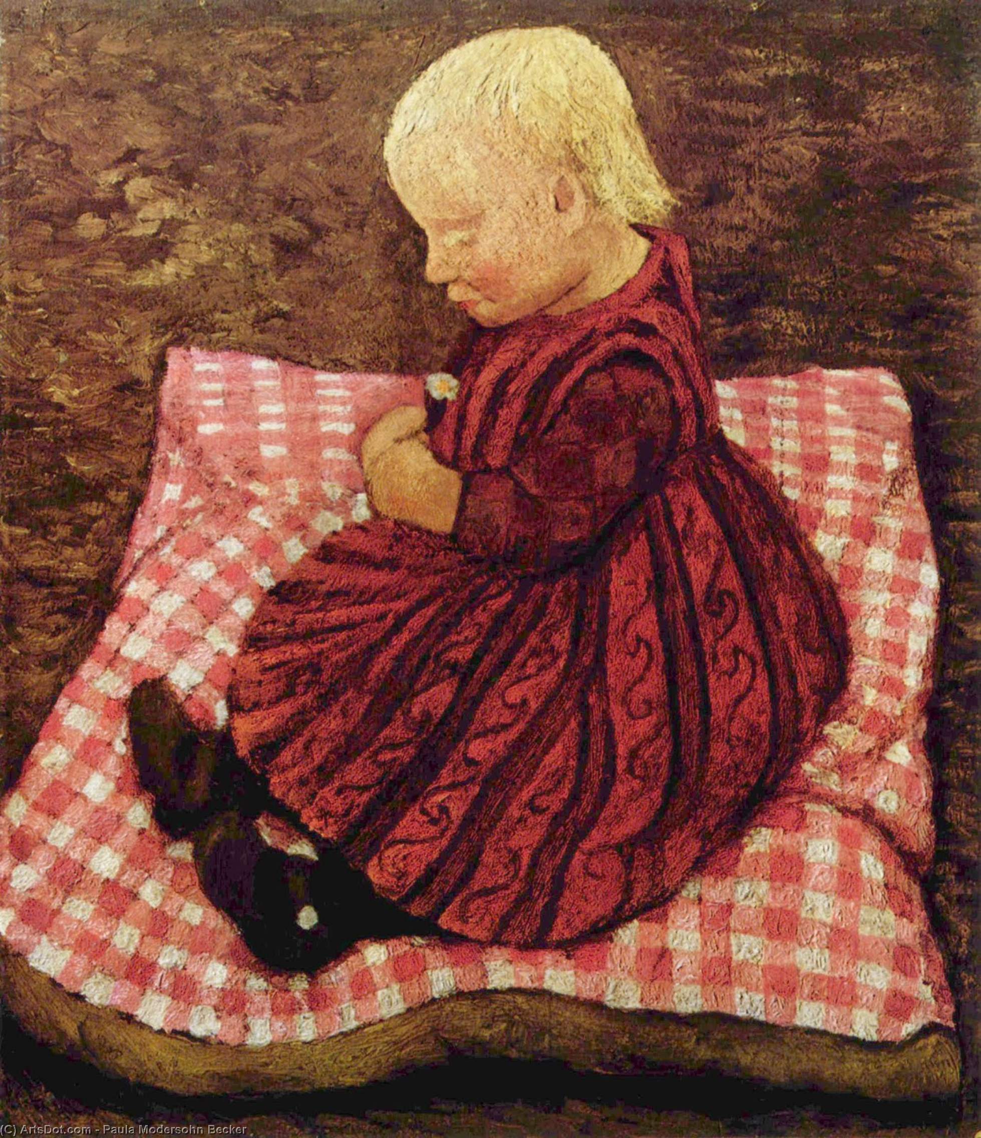 WikiOO.org - Encyclopedia of Fine Arts - Lukisan, Artwork Paula Modersohn Becker - Child On A Cushion