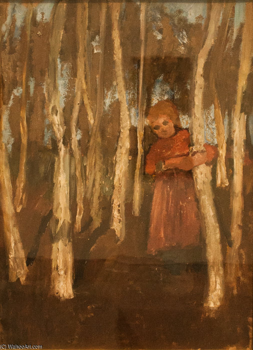 WikiOO.org - Εγκυκλοπαίδεια Καλών Τεχνών - Ζωγραφική, έργα τέχνης Paula Modersohn Becker - Girl In A Birch Forest