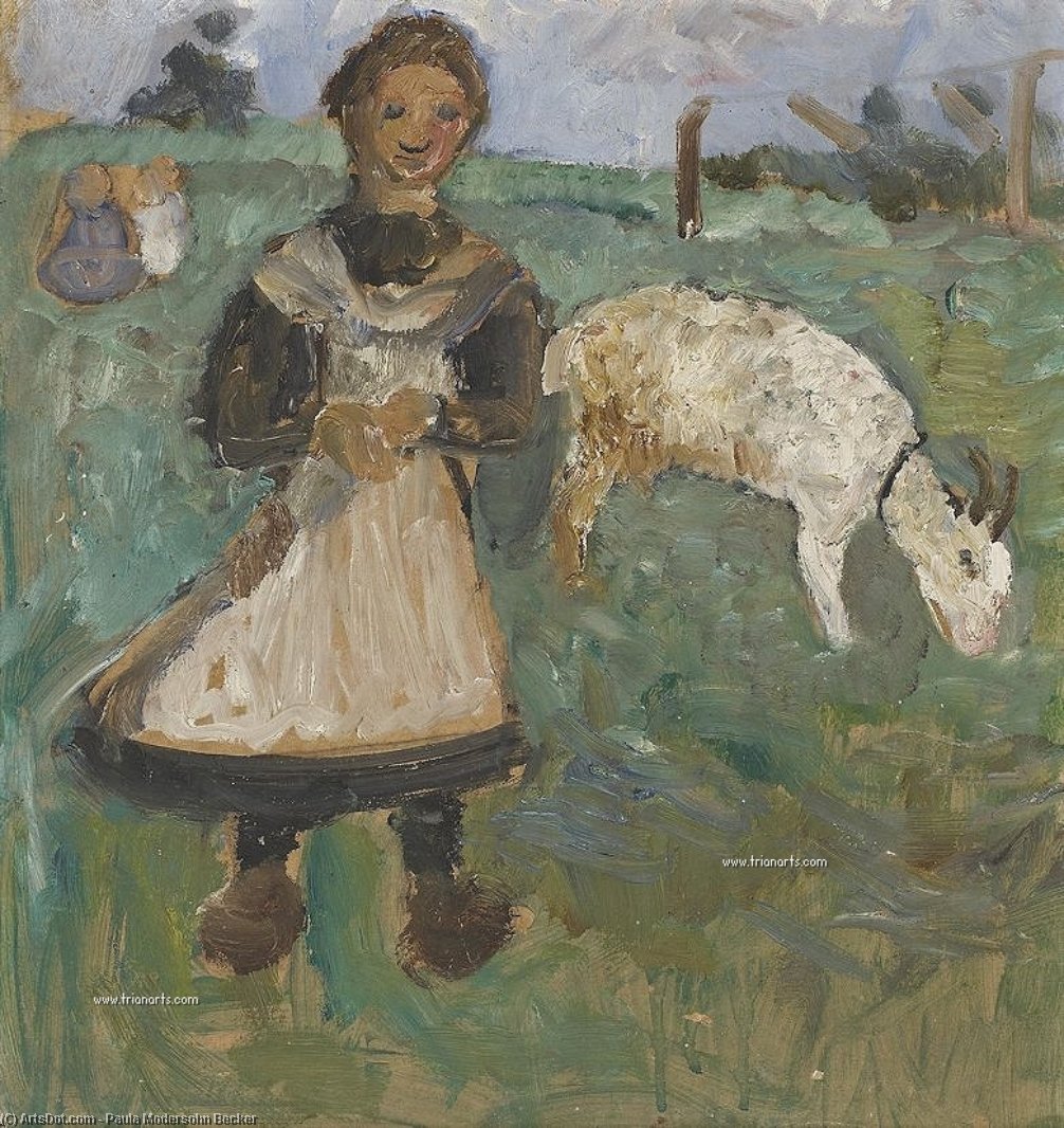Wikioo.org – La Enciclopedia de las Bellas Artes - Pintura, Obras de arte de Paula Modersohn Becker - chica con cabra