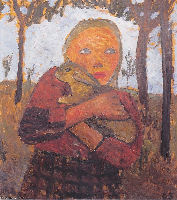Wikioo.org - Encyklopedia Sztuk Pięknych - Malarstwo, Grafika Paula Modersohn Becker - Girl With Rabbit