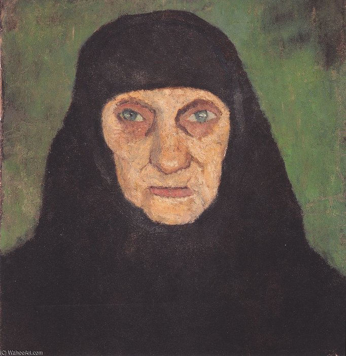 Wikioo.org - The Encyclopedia of Fine Arts - Painting, Artwork by Paula Modersohn Becker - Head Of An Old Woman With Black Scarf