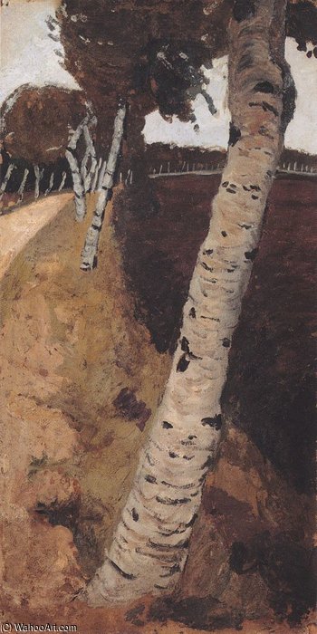 WikiOO.org - Encyclopedia of Fine Arts - Maalaus, taideteos Paula Modersohn Becker - Landscape With Birches
