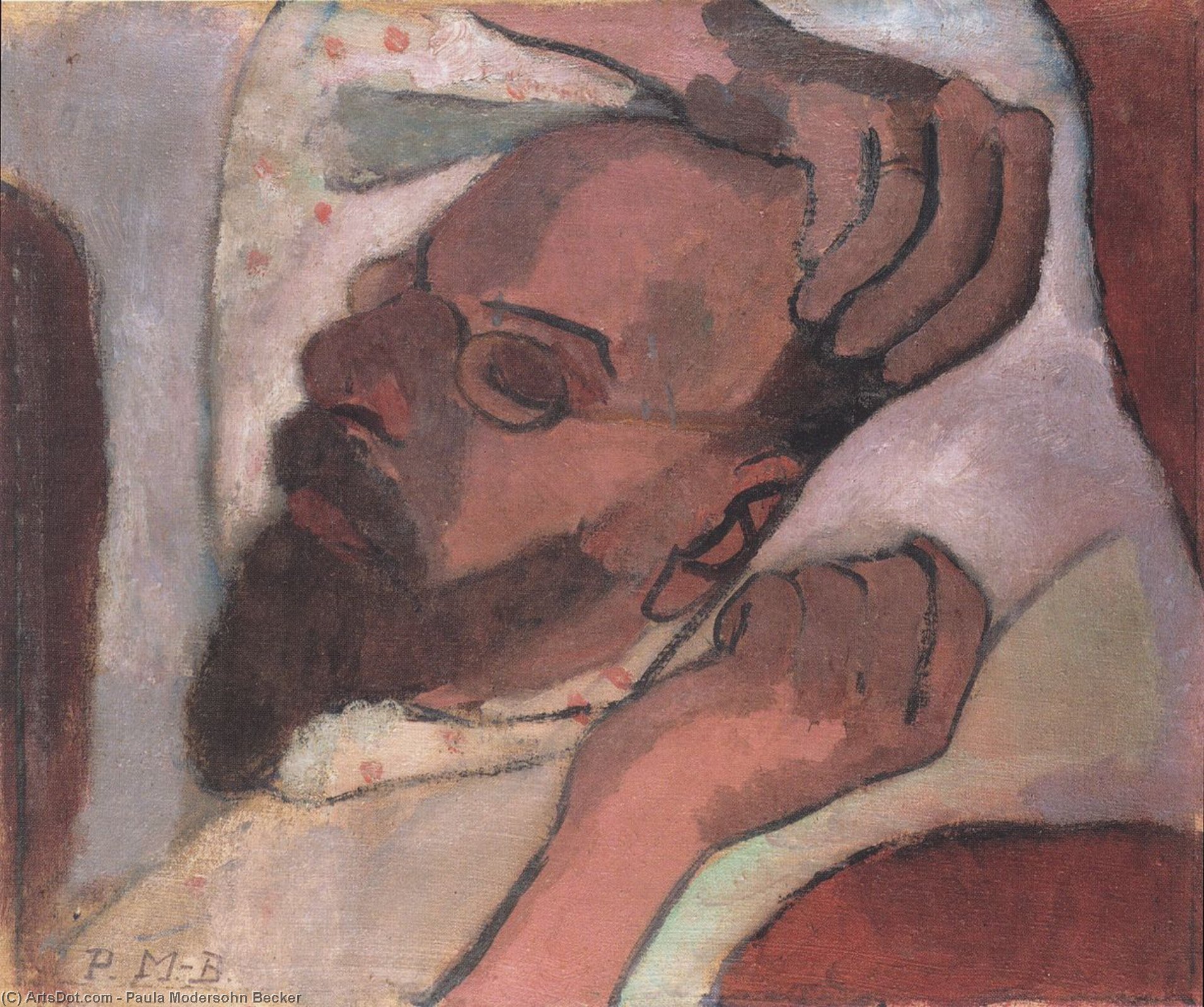Wikioo.org - The Encyclopedia of Fine Arts - Painting, Artwork by Paula Modersohn Becker - Otto Modersohn, Sleeping
