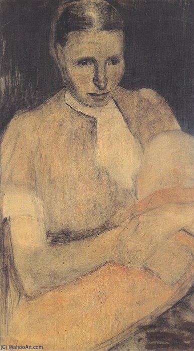 Wikioo.org - The Encyclopedia of Fine Arts - Painting, Artwork by Paula Modersohn Becker - Peasant Woman With Child