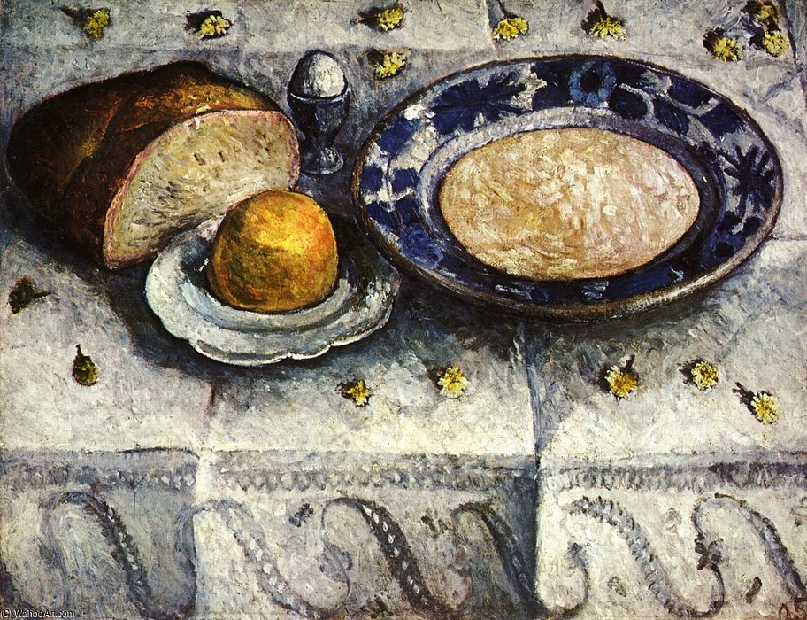 WikiOO.org - Encyclopedia of Fine Arts - Målning, konstverk Paula Modersohn Becker - Still Life With A Plate Of Milk