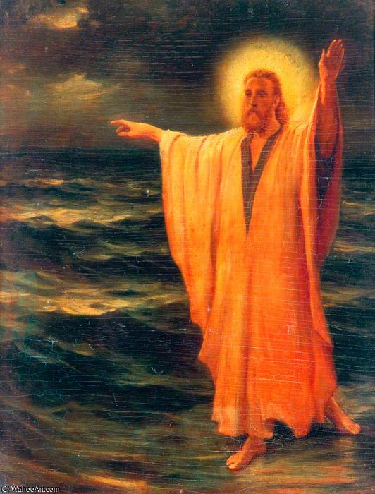 WikiOO.org - Encyclopedia of Fine Arts - Målning, konstverk Philip Richard Morris - Christ Walking On Water