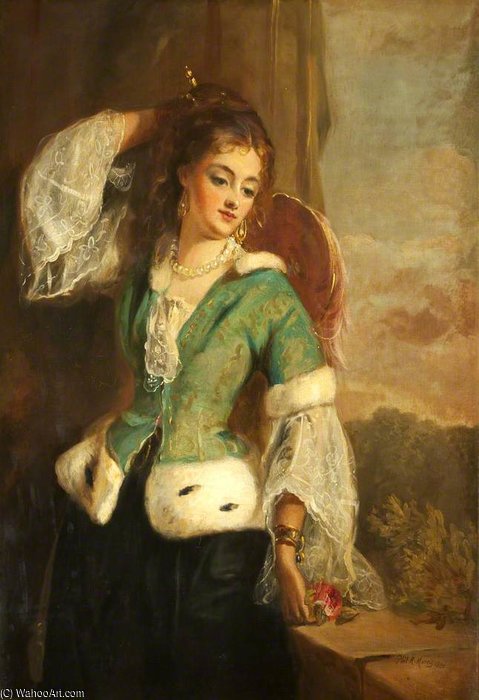 WikiOO.org - Encyclopedia of Fine Arts - Maľba, Artwork Philip Richard Morris - Portrait Of A Lady In A Green Jacket