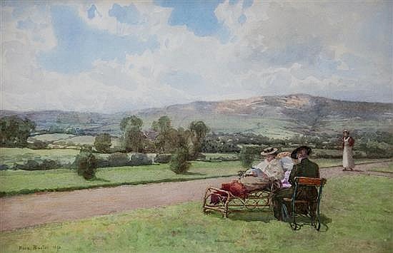 Wikioo.org - The Encyclopedia of Fine Arts - Painting, Artwork by Rose Maynard Barton - Afternoon Reading In The Comeragh Mountains