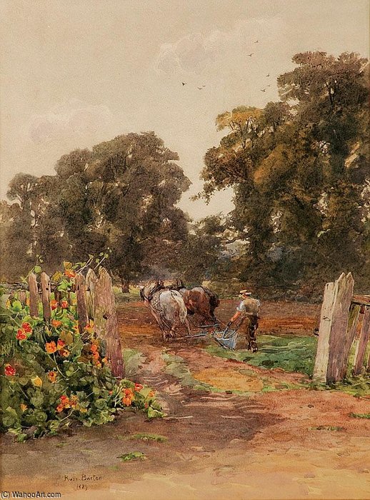 Wikioo.org - สารานุกรมวิจิตรศิลป์ - จิตรกรรม Rose Maynard Barton - Ploughing The Fields