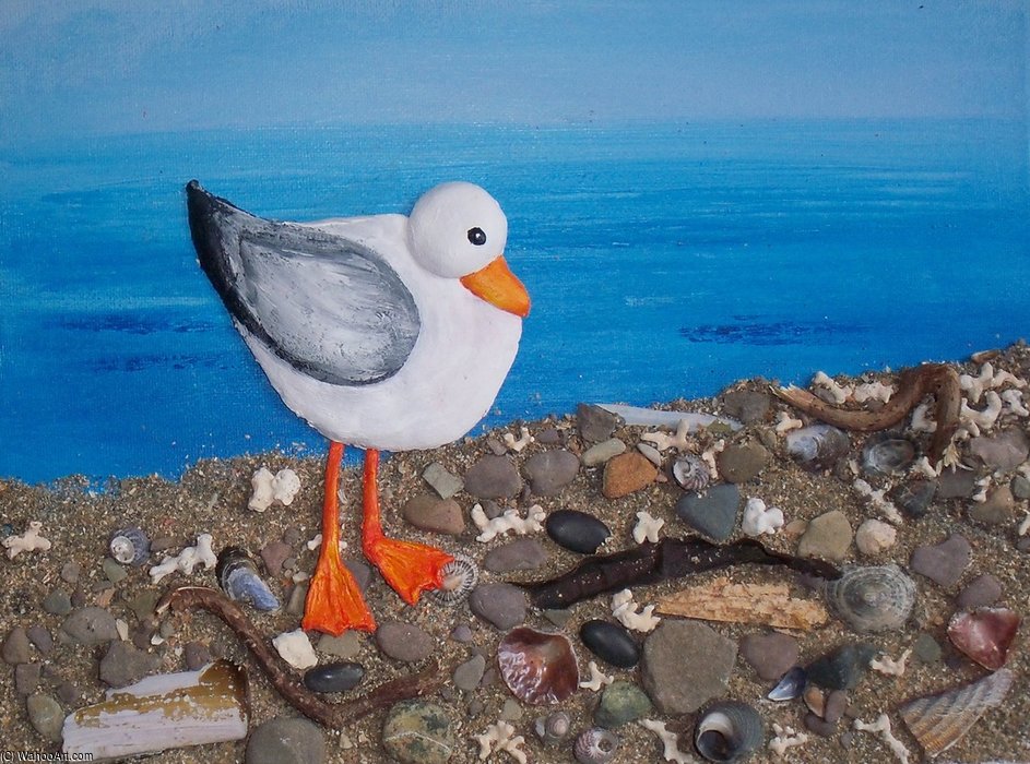 Wikioo.org - สารานุกรมวิจิตรศิลป์ - จิตรกรรม Rose Maynard Barton - Sea Gull On The Beach