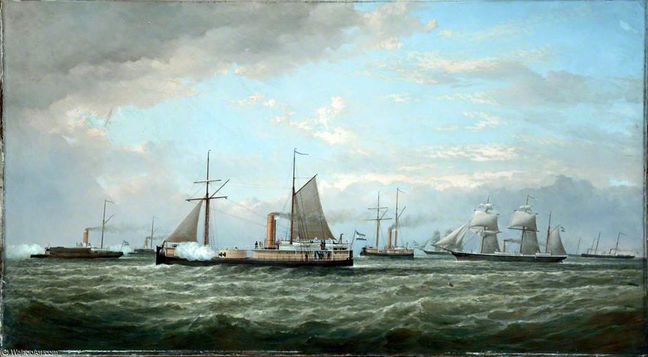 Wikioo.org - The Encyclopedia of Fine Arts - Painting, Artwork by Samuel Walters - Fleet Of Vessels Of War