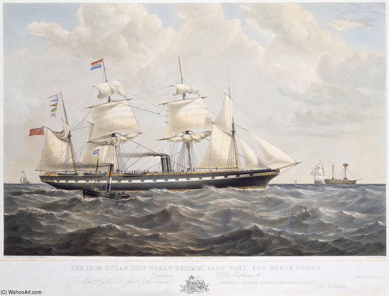 Wikioo.org - The Encyclopedia of Fine Arts - Painting, Artwork by Samuel Walters - The Iron Steam Ship 'great Britain'