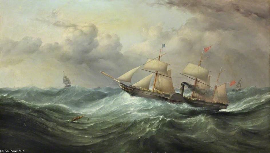 WikiOO.org - Енциклопедия за изящни изкуства - Живопис, Произведения на изкуството Samuel Walters - The Steamship 'british Queen'