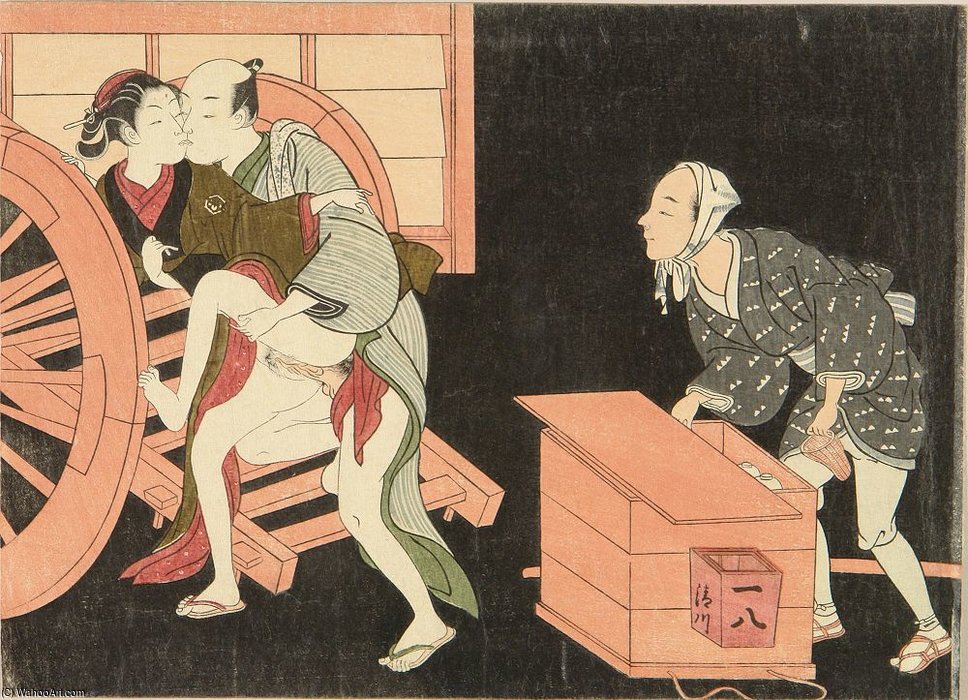 WikiOO.org – 美術百科全書 - 繪畫，作品 Suzuki Harunobu - 一个 夫妻  和  面条  供应商  在  的  夜