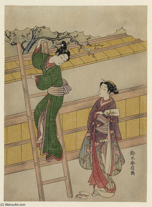 WikiOO.org - Encyclopedia of Fine Arts - Malba, Artwork Suzuki Harunobu - A New Years Game
