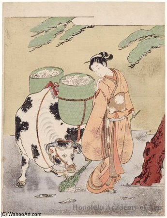 Wikioo.org - The Encyclopedia of Fine Arts - Painting, Artwork by Suzuki Harunobu - A Parody Of Paintings Of Herdboy
