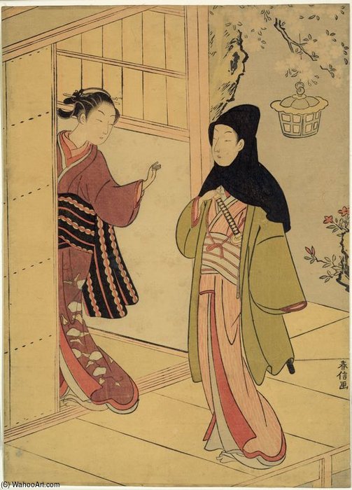 WikiOO.org - Encyclopedia of Fine Arts - Malba, Artwork Suzuki Harunobu - An Evening Visit