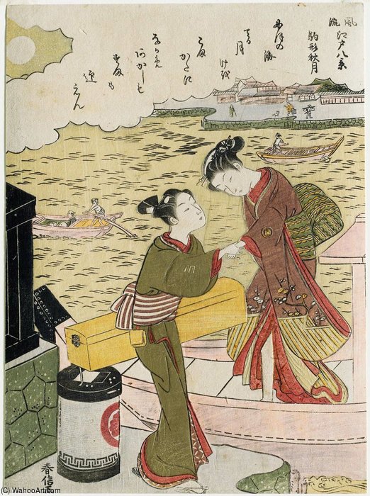 WikiOO.org – 美術百科全書 - 繪畫，作品 Suzuki Harunobu - 秋月 在  驹形