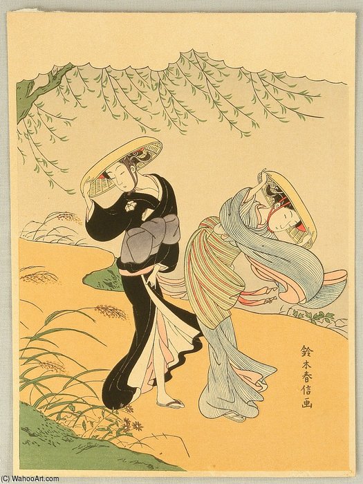 WikiOO.org - Encyclopedia of Fine Arts - Maleri, Artwork Suzuki Harunobu - Autumnal Wind