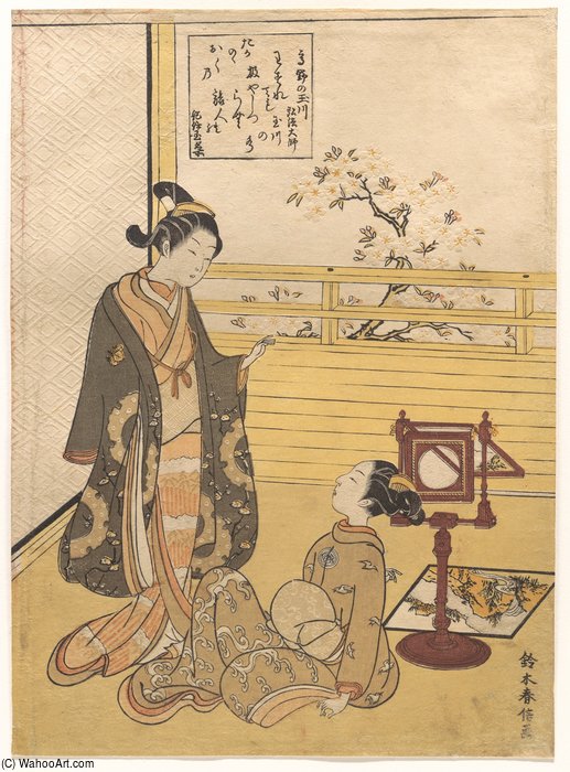 Wikioo.org - The Encyclopedia of Fine Arts - Painting, Artwork by Suzuki Harunobu - Boy, Girl And Viewing Glass