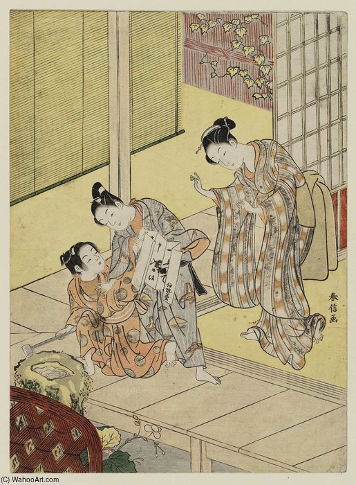WikiOO.org - Encyclopedia of Fine Arts - Festés, Grafika Suzuki Harunobu - Boys Quarrelling