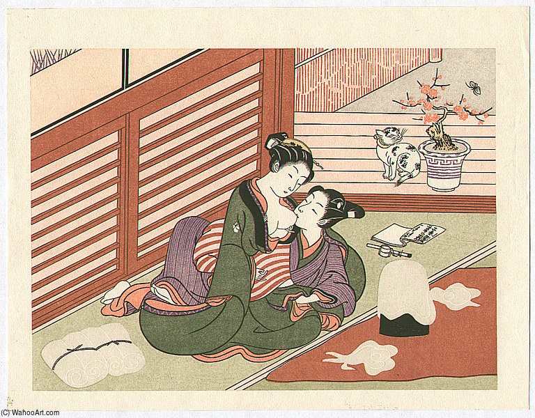 WikiOO.org - Encyclopedia of Fine Arts - Lukisan, Artwork Suzuki Harunobu - Cotton Spinning