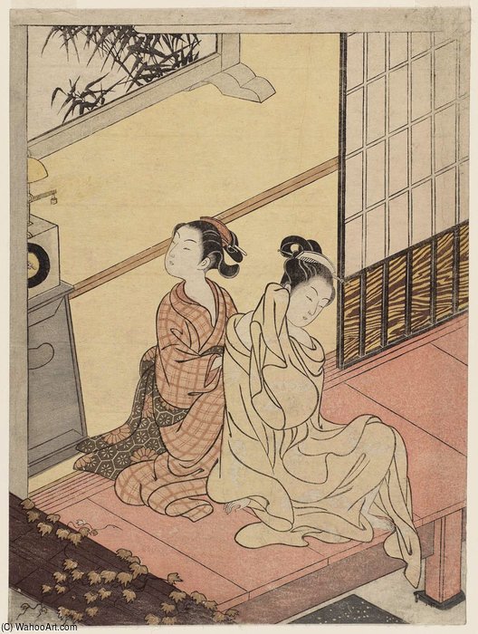 WikiOO.org - Güzel Sanatlar Ansiklopedisi - Resim, Resimler Suzuki Harunobu - Evening Bell Of The Clock