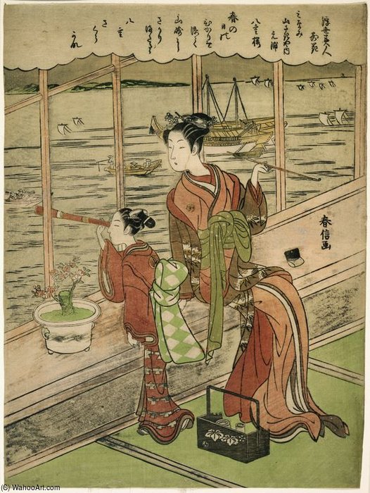 Wikioo.org - The Encyclopedia of Fine Arts - Painting, Artwork by Suzuki Harunobu - Flowers Of Beauty In The Floating World