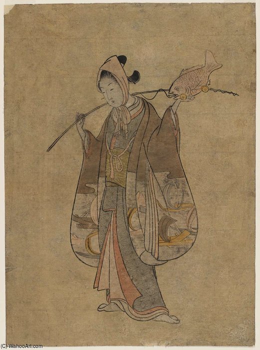 Wikioo.org - The Encyclopedia of Fine Arts - Painting, Artwork by Suzuki Harunobu - God Of Fishing