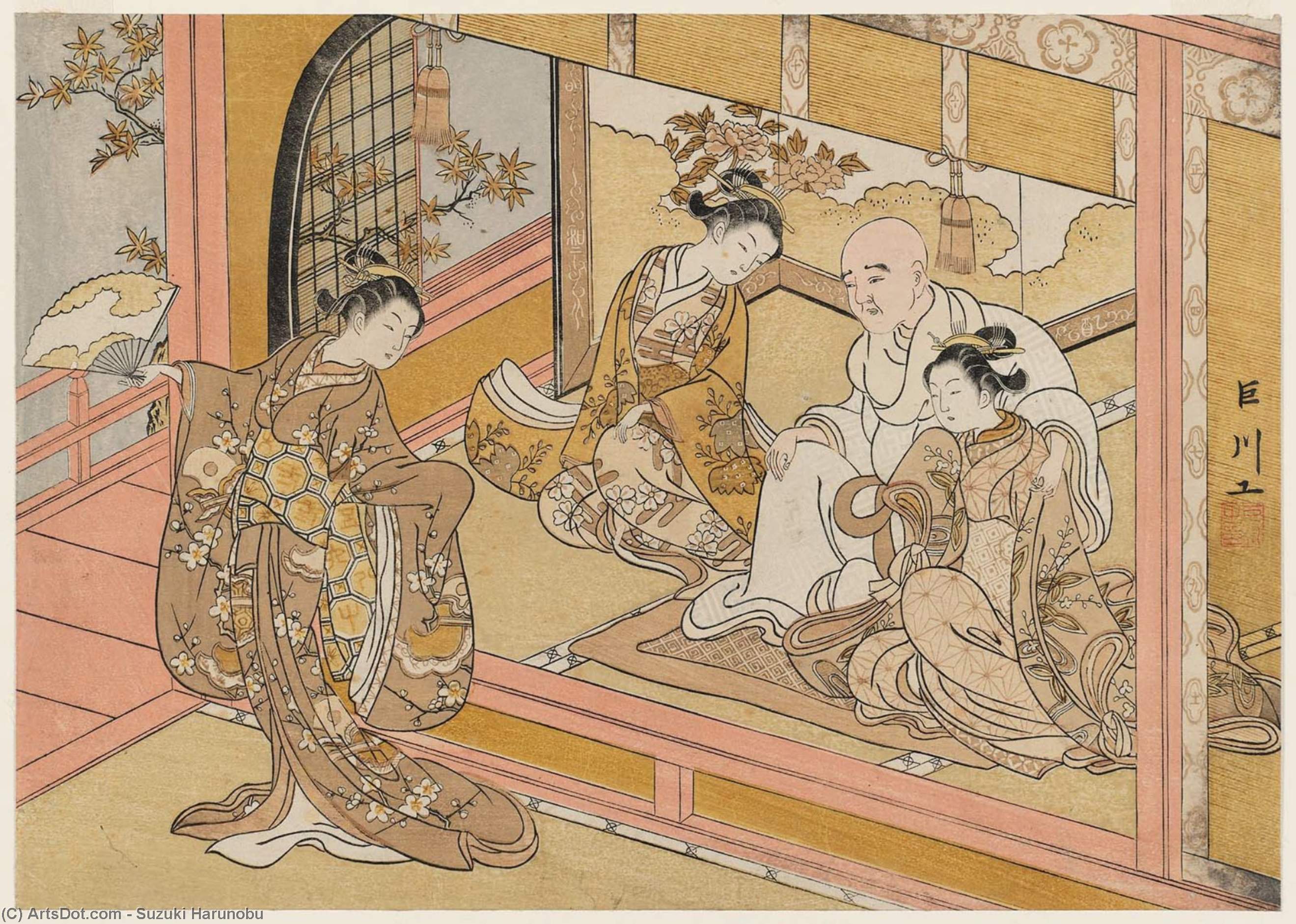 WikiOO.org - Енциклопедия за изящни изкуства - Живопис, Произведения на изкуството Suzuki Harunobu - Hotoke Gozen Dancing Before Kiyomori